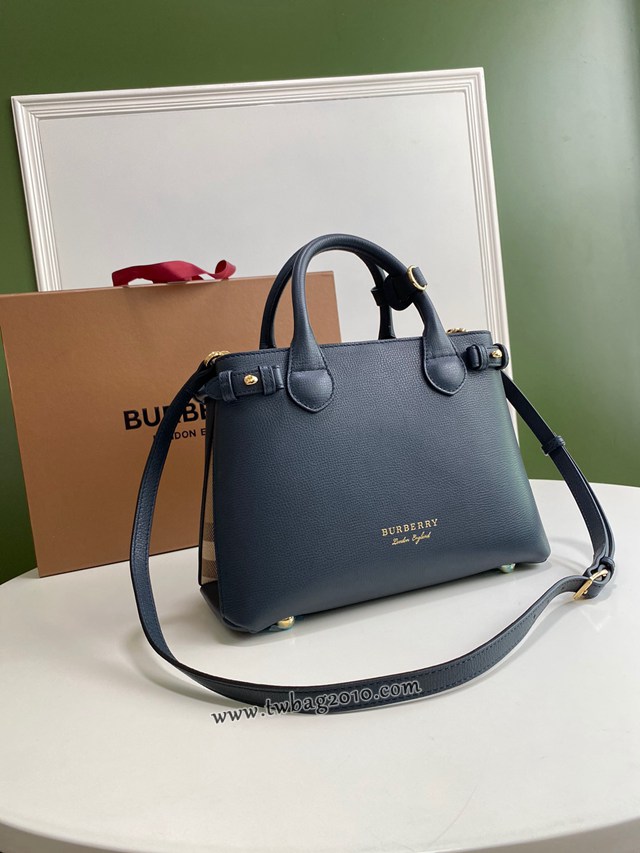 Burberry專門店新款小號亮藍托特包 巴寶莉粒面小牛皮女士手提肩背包 yxb1014